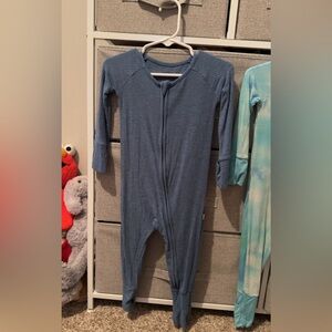 Little Sleepies Heathered Blue Ribbed zippy